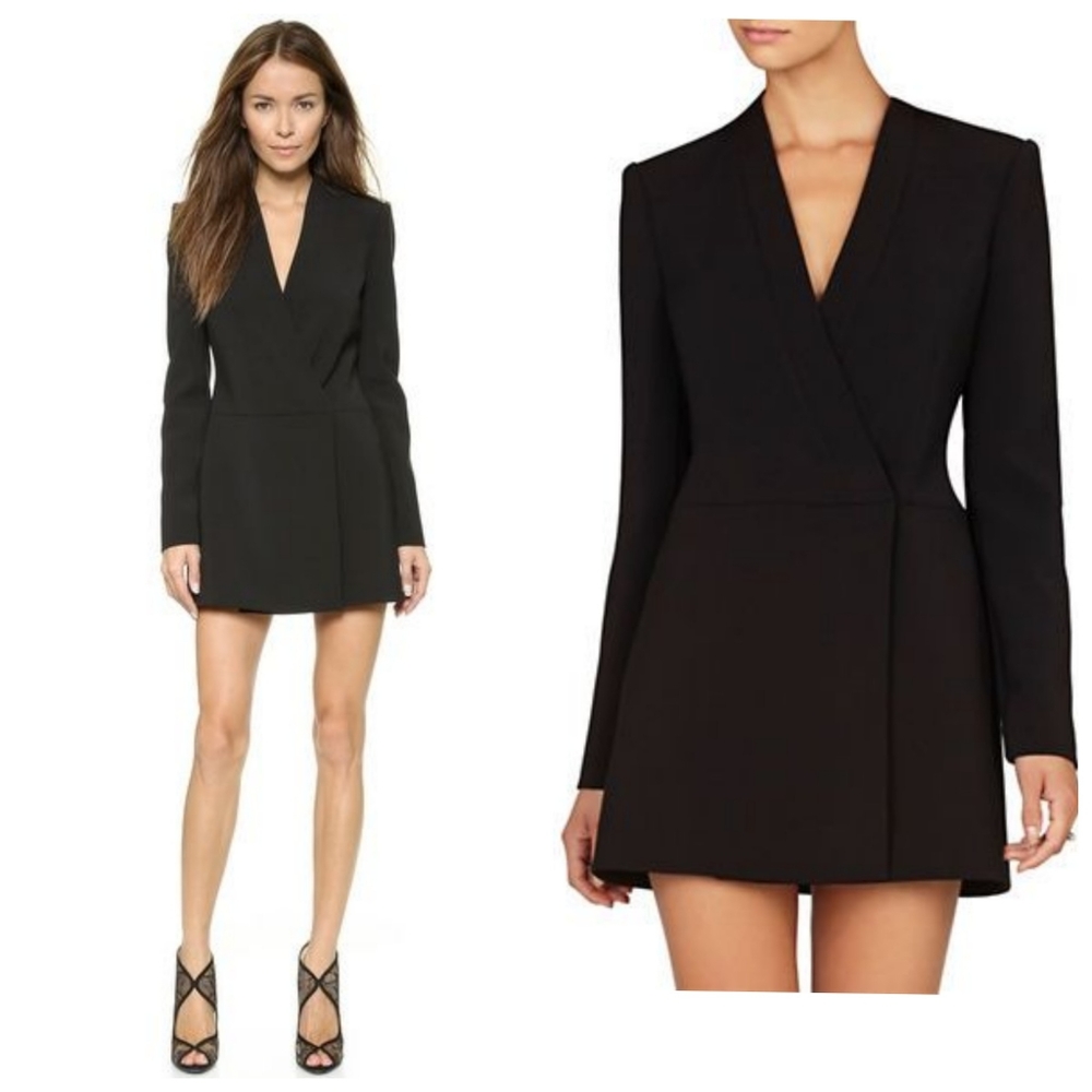 BCBGMaxAzria Dress Waleska Blazer Suit Jacket Mini Dress Pinstripe Black XS - Picture 10 of 11